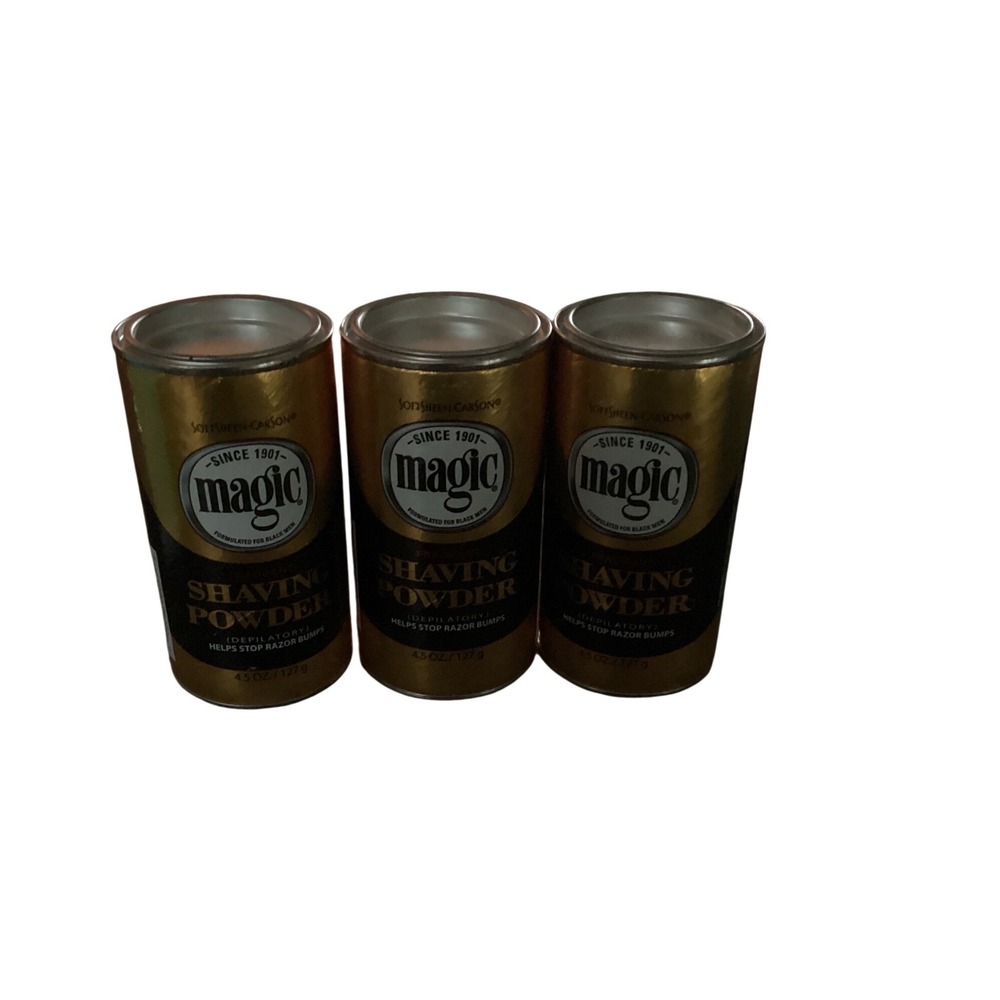 Lot of 3 SoftSheen-Carson Magic Shaving Powder Gold Regular Strength 4.5oz 127g
